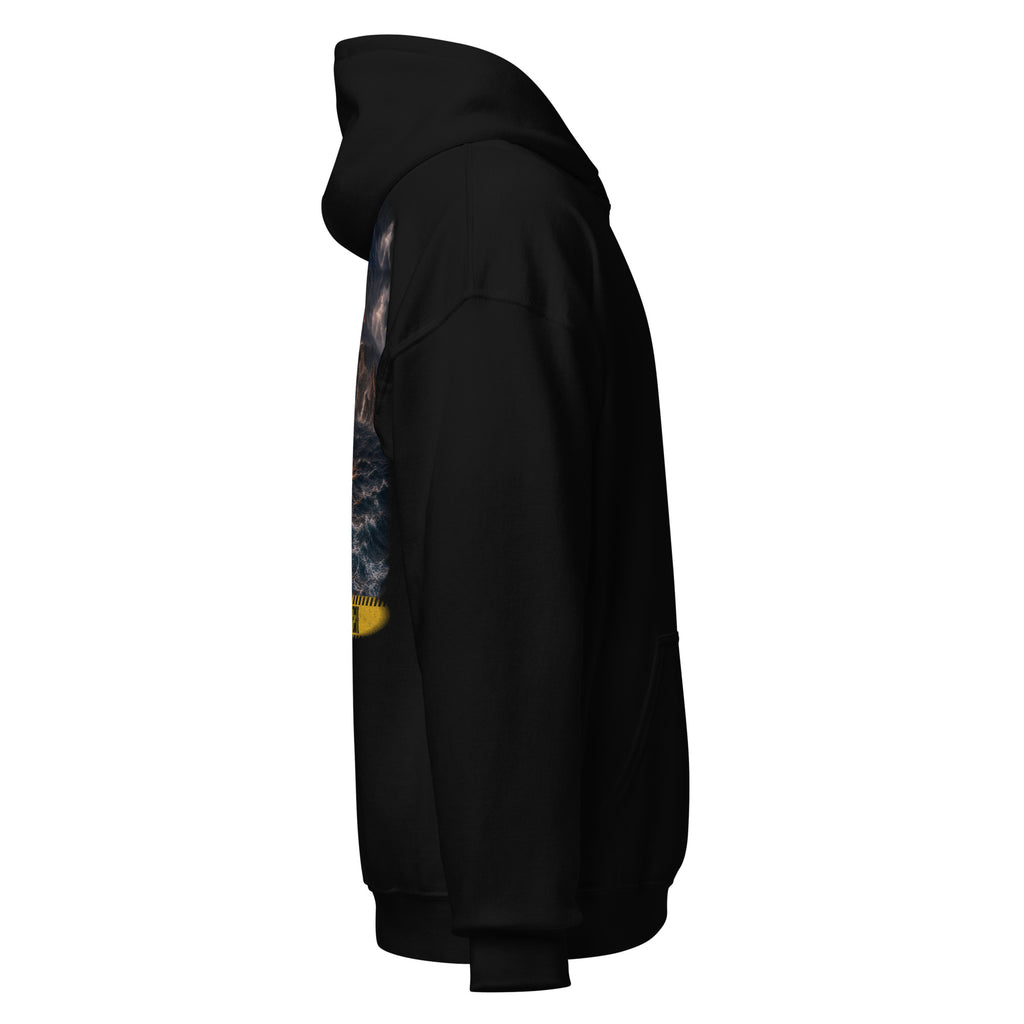 Contents Under Pressure Men's Hoodie by Salty Kraken Attire – right side view, black