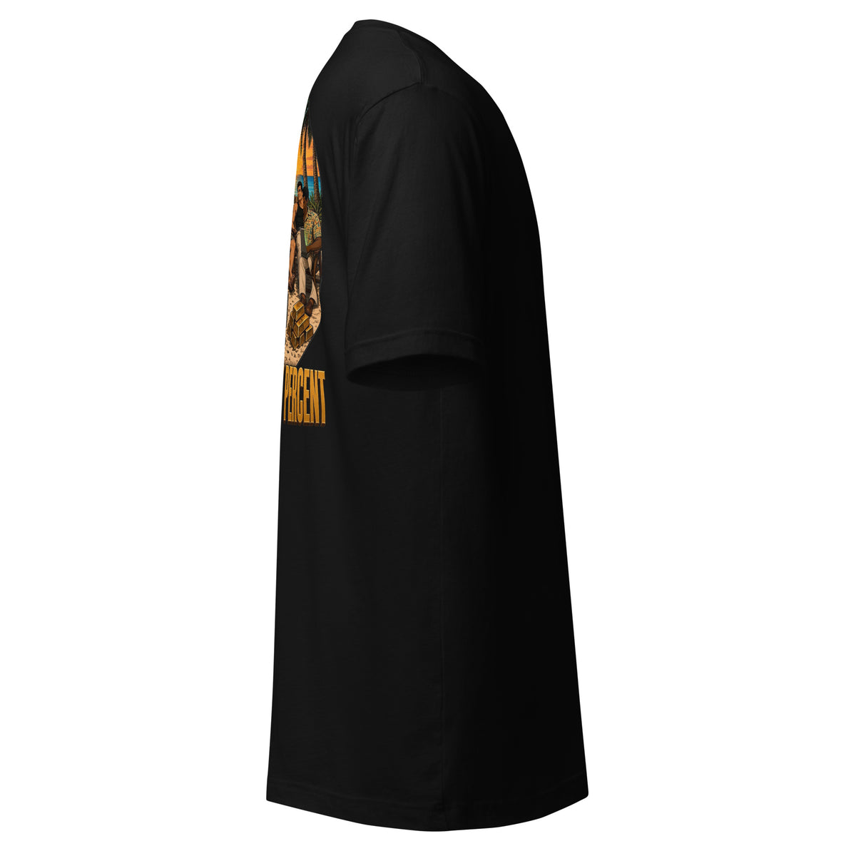 Earning Twenty Percent Tee - Special Edition, right side view of the black Bella+Canvas 3001 tee